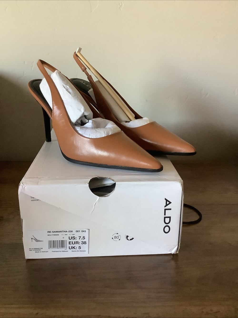ALDO Samantha Women's Tan Pointed-Toe Slingback Pumps cognac
